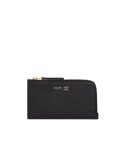 Celine Long Zipped Card Holder In Supple Grained Calfskin
