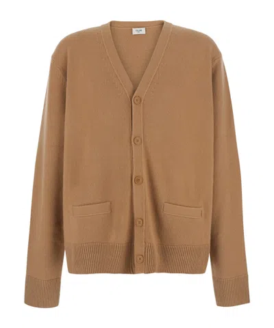 Celine Long-sleeve Knit Top In Brown