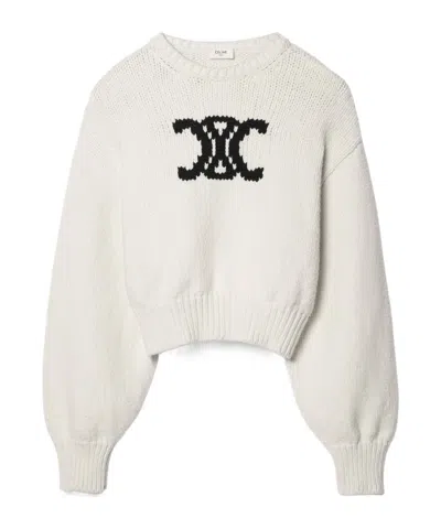 Celine Long-sleeve Knit Top In White