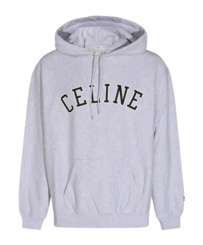 Celine Long-sleeved Hooded Sweatshirt In Gray