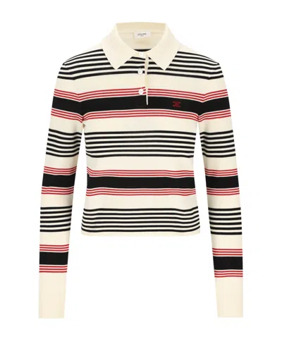 Celine Long-sleeved Polo Shirt In Multi