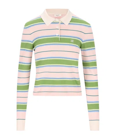 Celine Long-sleeved Polo Shirt In Pink