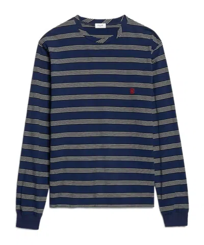 Celine Long-sleeved T-shirt In Striped Cotton Jersey In Blue