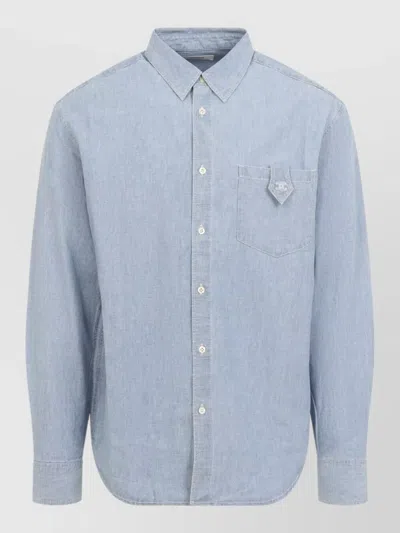 Celine Bio Bleach Wash Loose Cotton Shirt In Blue
