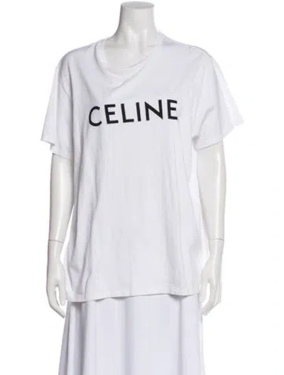 Pre-owned Celine Loose Graphic Print T-shirt In White