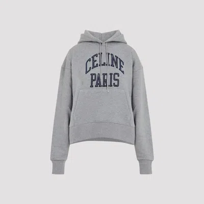 Celine Casual Hoodie With Drawstring And Pocket In Gray
