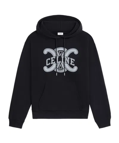 Celine Loose Hoodie In Cotton Fleece In Blue