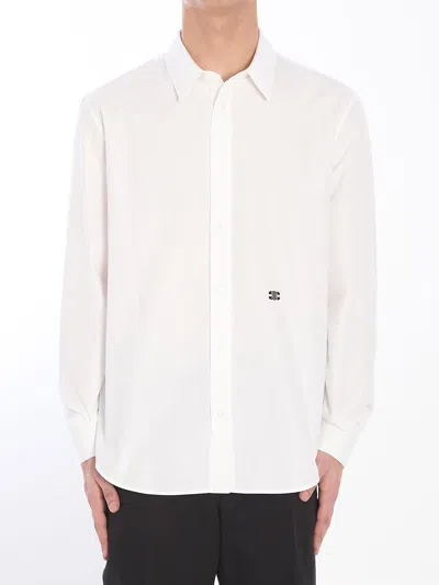Celine Logo Logo Long-sleeved Shirt In White