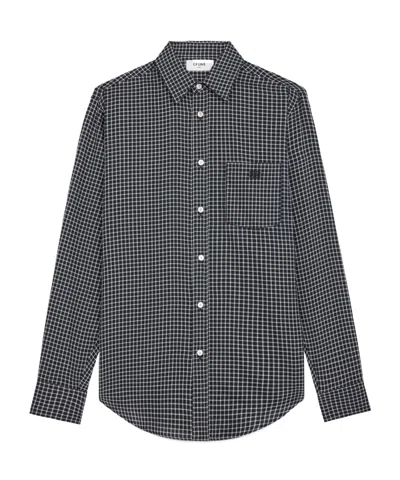 Celine Loose Shirt In Checked Cotton In Black
