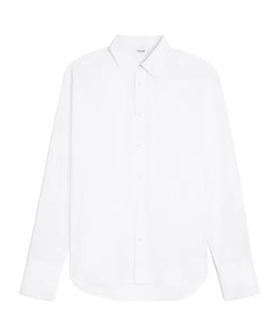 Celine Loose Shirt In Cotton Poplin In White
