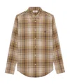 Celine Loose Shirt In Light Checked Cotton In Brown