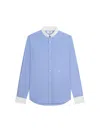 CELINE LOOSE SHIRT WITH REVERSE COLLAR IN STRIPED COTTON SKY BLUE / CHALK