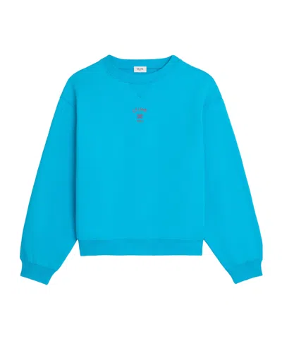Celine Loose Sweatshirt In Cotton Fleece In Blue