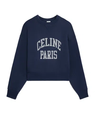 Celine Loose Sweatshirt In Cotton Fleece In Blue