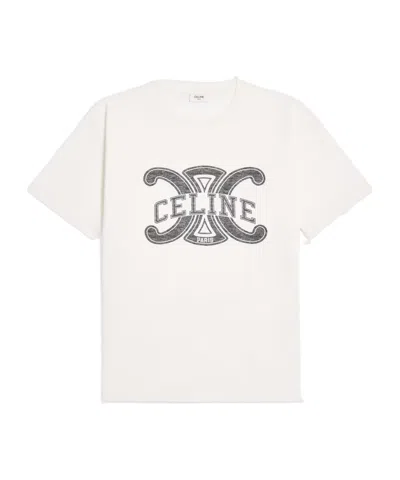 Celine Loose T-shirt In Cotton Jersey In White