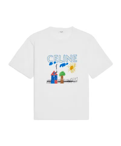 Celine Loose T-shirt In Cotton Jersey In White