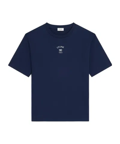 Celine Loose T-shirt In Cotton Jersey In Blue