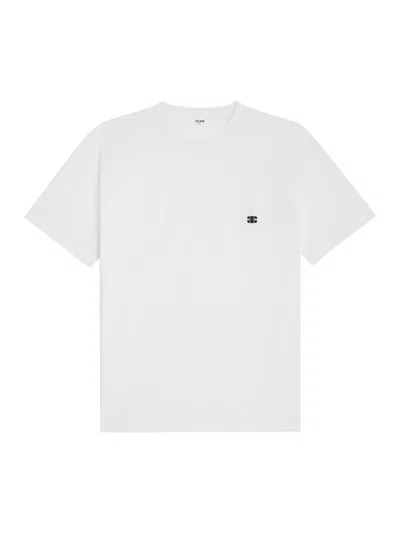 Celine T-shirt With Round Neck And Short Sleeves In White
