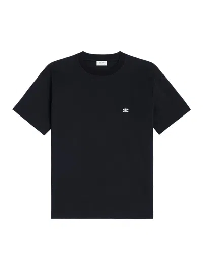 Celine Loose Triomphe Cotton Jersey T-shirt In Black