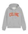 Celine Loose Zip Up Hoodie In Cotton Fleece In Gray