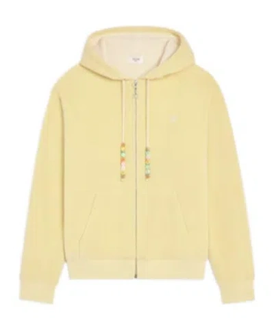 Celine Loose Zip Up Hoodie In Velvet Cotton In Yellow
