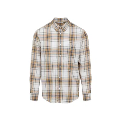 Celine Loose-fit Checkered Shirt For Men In Nude
