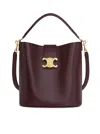 Celine Women Louise Medium Leather Bucket Bag In Burgundy