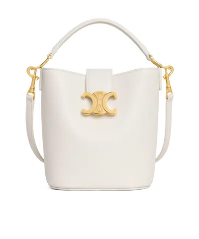 Celine Louise Mini Bucket Bag In Off White