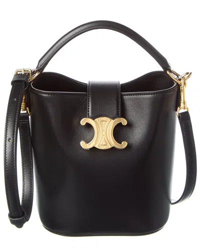 Celine Louise Mini Leather Bucket Bag In Black