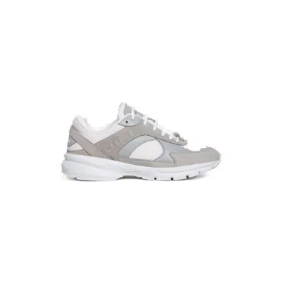 Celine Low Creased Lace-up Sneaker Runner In Suede And Mesh In Grey
