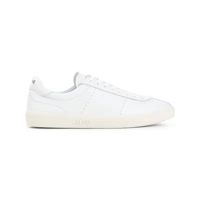 Celine Low Lace-up Sneakers With Triomphe In White