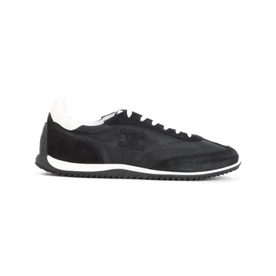 Celine Men Super Light Nylon And Suede Low-top Sneakers In Black