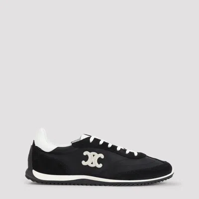 Celine Low-top Racer Sneaker In Leather And Textile In Blue