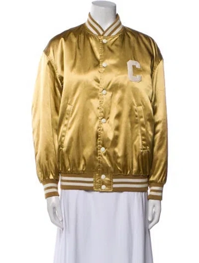Pre-owned Celine Lucky Lover Nylon Bomber Jacket In Gold