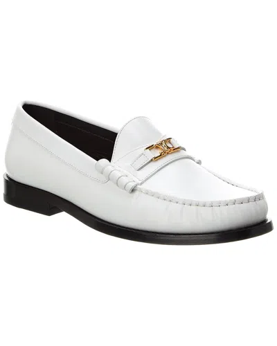 Celine Luco Chain Leather Loafer In White