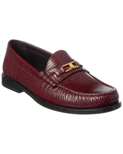 Celine Luco Lizard-embossed Leather Loafer In Red