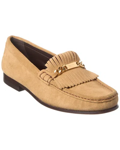 Celine Logo Tassel Chain Love Shoes In Brown