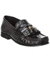 Celine Luco Triomphe Croc-embossed Leather Loafer In Black