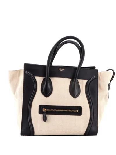 Pre-owned Celine Luggage Bag Canvas And Leather Mini Satchel In Black