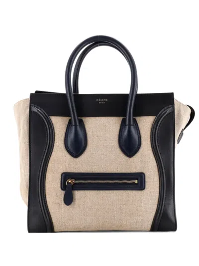 Pre-owned Celine Luggage Bag Canvas And Leather Mini Satchel In Black