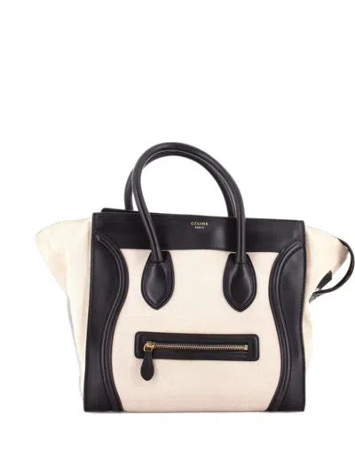 Pre-owned Celine Luggage Bag Canvas And Leather Mini Satchel In Neutrals