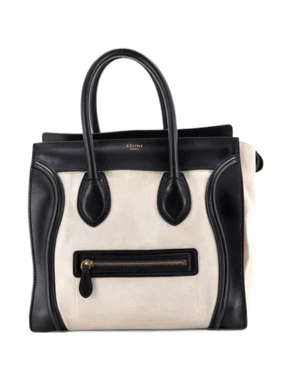 Pre-owned Celine Luggage Bag Canvas And Leather Mini Satchel In Neutrals
