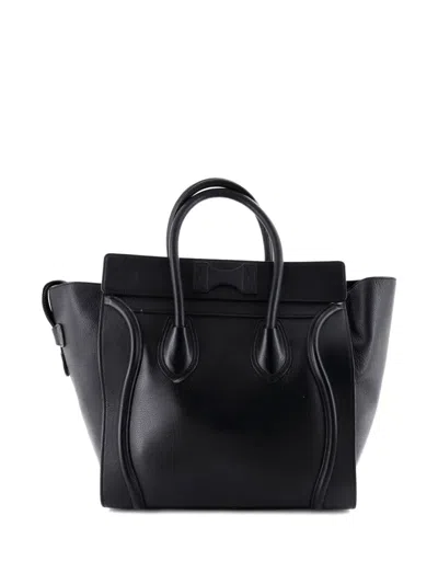 Pre-owned Celine Luggage Bag Grainy Leather Medium Satchel In Black