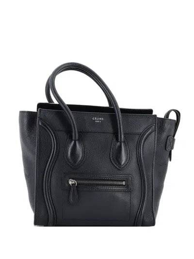 Pre-owned Celine Luggage Bag Grainy Leather Micro Tote Bag In Black
