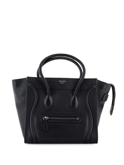 Pre-owned Celine Luggage Bag Grainy Leather Micro Tote Bag In Black