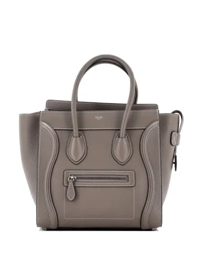 Pre-owned Celine Luggage Bag Grainy Leather Micro Tote Bag In Brown
