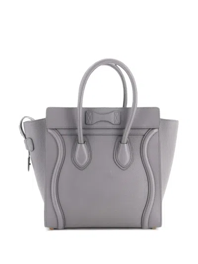 Pre-owned Celine Luggage Bag Grainy Leather Micro Tote Bag In Grey