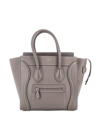 Pre-owned Celine Luggage Bag Grainy Leather Micro Tote Bag In Neutral