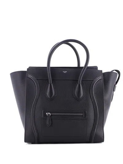 Pre-owned Celine Luggage Bag Grainy Leather Mini Tote Bag In Black