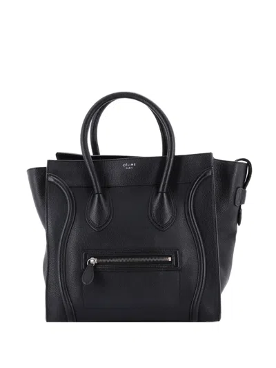 Pre-owned Celine Luggage Bag Grainy Leather Mini Tote Bag In Black